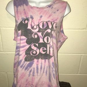 Love yourself tie die tee shirt tank pink M